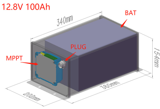 LiFePO4 12V 100Ah Solar Street Light Batteria al litio BMS MPPT tutto in uno