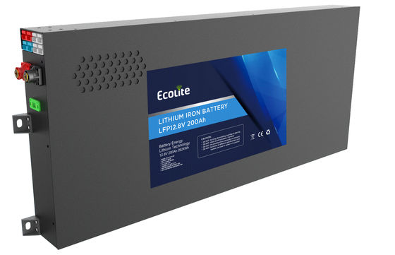 Batteria al litio ultra sottile per camper da 12,8 V 200 Ah per veicoli fuoristrada con BMS